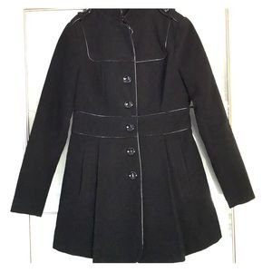 Black Wool Military Style Coat